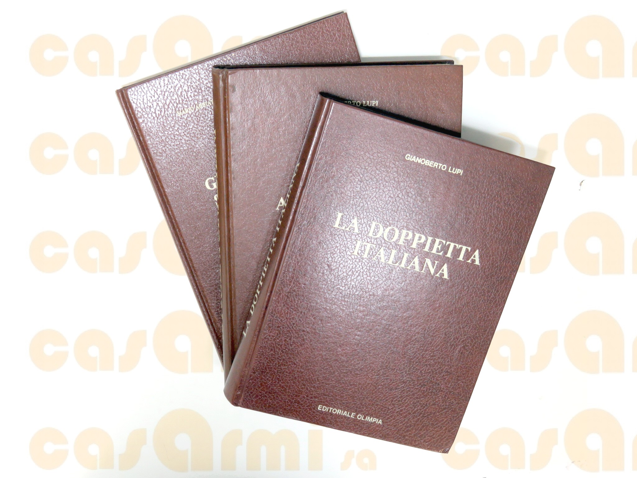  collezione 3 libri di Gianoberto Lupi: 'La doppietta italiana', ' Il fucile a cani esterni', Grandi incisioni su armi d'oggi', Editoriale Olimpia 